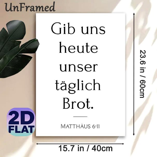 German Bible Verse Painting Poster, Minimalist Monochrome Typographic Poster, Inspirational Religious Quote Decor For Home, Dining Room, Prayer Space_maomaolike.com
