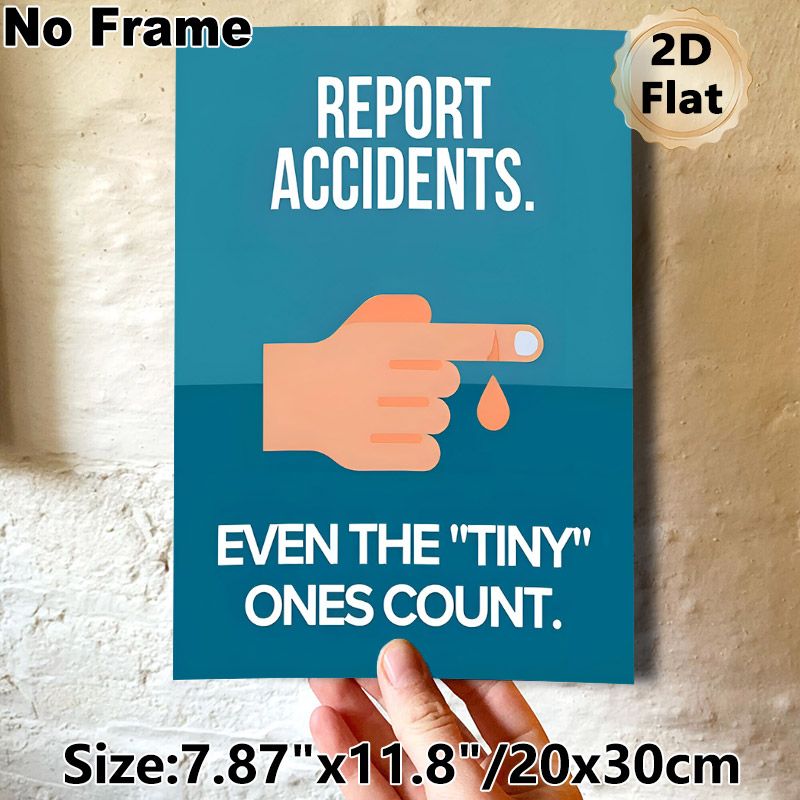 Workplace Safety Report Accidents Painting Poster, Minimalist Flat-design Graphic Poster, Clear Reminder To Report All Accidents Including Minor Ones_maomaolike.com