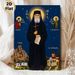 Orthodox Saint Themed Painting Poster, Gilded Halo Traditional Religious Icon Poster, Sacred Artwork Featuring Saint Figures & Religious Buildings_maomaolike.com