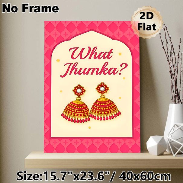 Indian Jhumka Earrings Painting Poster, Vibrant Traditional Ethnic Style Poster, Eye-catching Cultural Design Ideal For Living Room, Bedroom Or_maomaolike.com