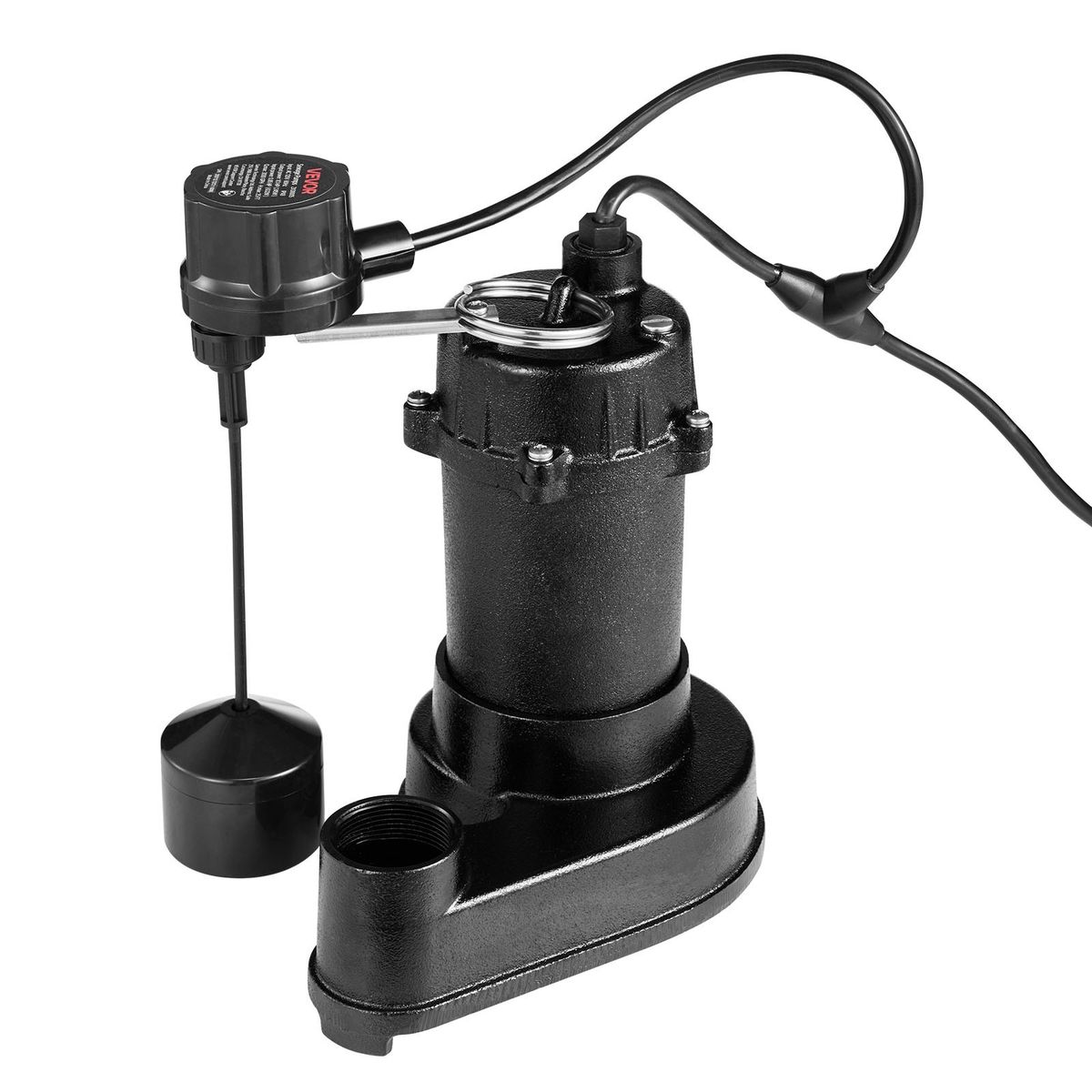 Submersible Sewage Pump, 1/3 HP, 3000 GPH Cast Iron Sewage/Effluent Pump With Automatic Float Switch, 1.5-Inch NPT Discharge, 120V, 25 Ft Lift, For Basement, Septic Tank, Residential Sump Basin_maomaolike.com