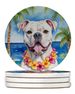 American Bulldog Luau Large Sandstone Coasters Pack Of 4 Absorbent Round Coasters Decor Gifts For Men Or Women, 4 In, Multicolor_maomaolike.com