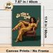 "Sit Like A Lady" Retro Themed Painting Poster, Vintage-style Poster Featuring Stylish Woman In Floral Jumpsuit Lounging On Armchair With Wine Glass_maomaolike.com