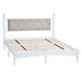 Queen Wood Bed Frame With Fabric Upholstered Headboard, Solid Rubber Wood Foundation With Wood Central Supports, 1000 Lb Capacity, Easy Assembly, No Box Spring Needed, White_maomaolike.com