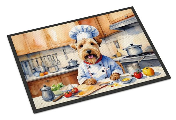 Wheaten Terrier The Chef Doormat Front Door Mat Indoor Outdoor Rugs For Entryway, Non Slip Washable Low Pile, 24H X 36W_maomaolike.com