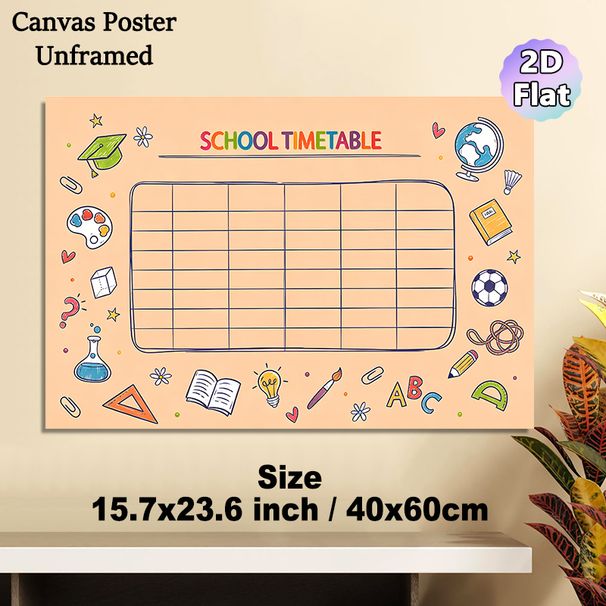 School Timetable Painting Poster, Colorful Hand-drawn School-themed Poster, Practical Blank Layout To Organize Daily Study Schedules, Ideal For_maomaolike.com