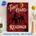 Tarot Card Readings Painting Poster, Retro Silhouette Style Poster, Witch & Black Cat Divination Scene With Moon & Roses, Ideal For Occult-Themed_maomaolike.com
