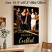 Glamorous "Inhale A Cocktail" Female Gathering Painting Poster, Elegant Golden & Black Glam Scene Poster, Stylish Lively Design Ideal For Bar, Living_maomaolike.com