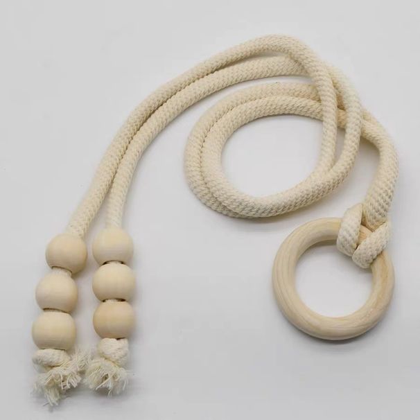 Nordic Tiebacks Handmade Cotton Wooden Beads Drilling No Installation Creative Curtain Fixing Rope For Homestays_maomaolike.com