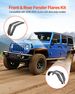 Fender Flare, Front & Rear Jeep Fender Flares Compatible With 2018-2024 Jeeps JL/JLU 2/4 Doors, Off-Road Steel Liner Set With LED Lighting, Fine-Textured Black Paintable Fenders For Jeep JL_maomaolike.com