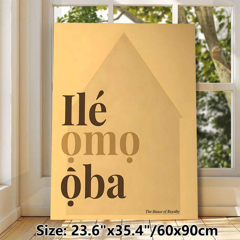 The House Of Royalty Typographic Painting Poster, Warm-toned Minimalist Typographic Poster, Features Cultural Script And House Silhouette, Adds_maomaolike.com