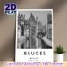 Bruges Belgium Canal Painting Poster, Monochrome Vintage European Waterscape Poster, Tranquil Riverside Town Decor Ideal For Living Room, Bedroom And_maomaolike.com