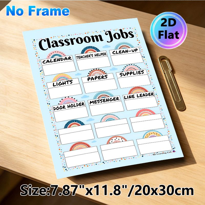 Classroom Jobs Painting Poster, Pastel Boho Rainbow Style Poster, Neatly Organizes Classroom Task Assignments, Ideal For Classroom_maomaolike.com