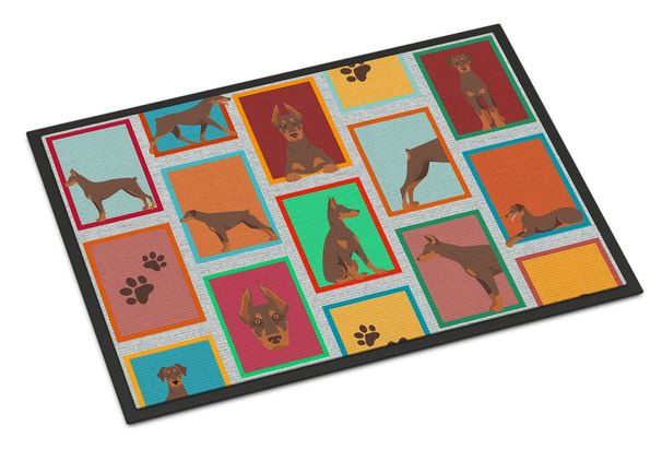 Lots Of Red Doberman Pinscher Doormat Front Door Mat Indoor Outdoor Rugs For Entryway, Non Slip Washable Low Pile, 24H X 36W_maomaolike.com