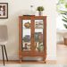 2 Doors Curio Cabinet With Tempered Glass Doors, Curio Cabinets With Mirrored Back Panel And Adjustable Shelves, Lighted Display Cabinet For Home, Office Light Bulb Included Cherry_maomaolike.com