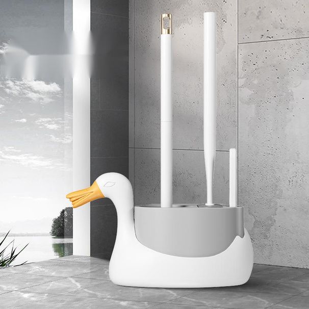 White Swan 3-in-1 Wall-Mounted Household No Dead Angle Bathroom New Set Toilet Brush_maomaolike.com