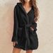 Luxurious Fluffy Hooded Home Pajamas Solid Color Warm Bathrobe_maomaolike.com