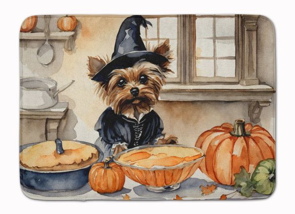 Yorkie Fall Kitchen Pumpkins Memory Foam Kitchen Mat Machine Washable Anti-Fatigue Mat Cushion Comfort Bath Mat Or Kitchen Rug_maomaolike.com