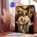 Roaring 20s Flapper Girl Painting Poster, Lavish Art Deco Style Poster, Glamorous Flapper With Pearls & Feather Shawl In Bustling Neon Bar, Elegant_maomaolike.com