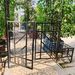 Metal Garden Arch With Gate With Planter W80.71*H97.24 Climbing Plants Support Rose Arch Outdoor Black_maomaolike.com