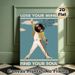 Retro Music Performer Painting Poster, Vintage-style Graphic Poster, Artistic Design Featuring Vinyl-headed Performer, Musical Notes And Inspirational_maomaolike.com