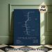 Camino De Santiago Coastal Route Painting Poster, Sleek Dark Blue Map Poster, Clear Hiking Route & Essential Data Display, Ideal For Home Wall Decor_maomaolike.com