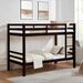 Twin Over Twin Bunk Bed With Thick Posts,Wooden Bunk Bed With High Guardrail And Ladder For Kids, Teens, Dorm Rooms, And Guest Rooms,No Box Spring Needed,Espresso_maomaolike.com