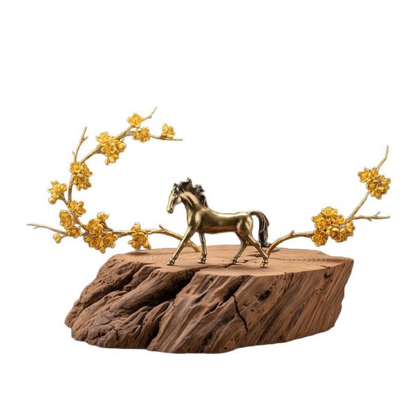 Solid Brass Handheld Piece Antique Galloping Horse Desktop Office Living Room Pure Copper Ornament_maomaolike.com