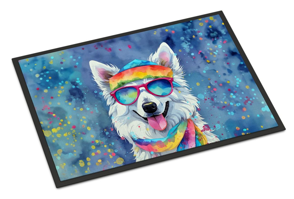 American Eskimo Hippie Dawg Doormat Front Door Mat Indoor Outdoor Rugs For Entryway, Non Slip Washable Low Pile, 24H X 36W_maomaolike.com