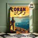Oran Coastal City Sunset Painting Poster, Vibrant Retro-style Warm Sunset Over Coastal Town With Sailboats Poster, Nostalgic Travel Vibe Decor For_maomaolike.com