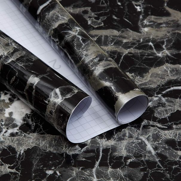 40cm*500cm Black Marble Peel And Stick Wallpaper – Self-Adhesive Luxury Wall Covering For Living Room & TV Feature Wall_maomaolike.com