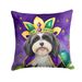 Havanese King Of Mardi Gras Throw Pillow Machine Washable, Indoor Outdoor Decorative Pillow For Couch, Bed Or Patio, 14Hx14W_maomaolike.com