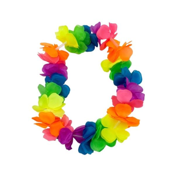 Colorful Tropical Dance Flower Necklace Bracelets Headband For Luau Party Summer Beach Decoration 60*60cm 24Pcs_maomaolike.com