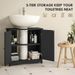 Pedestal Sink Storage Cabinet, Bathroom Sink Cabinet With U-Shape Cut-Out And Adjustable Shelf, Black_maomaolike.com