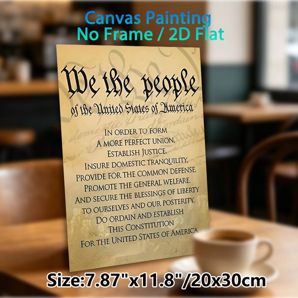 We The People US Constitution Preamble Painting Poster, Vintage Aged Parchment-style Poster, Classic Historical Patriotic Text Decor, Suitable For_maomaolike.com
