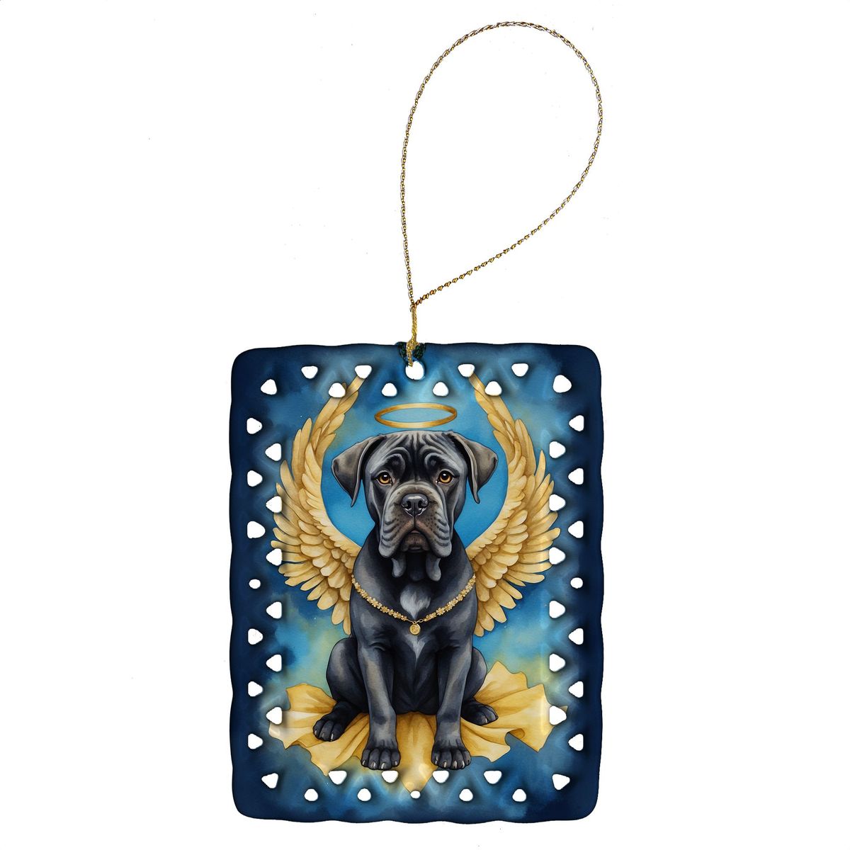 Cane Corso My Angel Porcelain Ornament Christmas Tree Hanging Decorations For Home Christmas Holiday, Rectangle, Gift, Multicolor_maomaolike.com