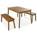 3 Pieces Acacia Wood Table Bench Dining Set For Outdoor & Indoor Furniture With 2 Benches, Picnic Beer Table For Patio, Porch, Garden, Poolside, Natural_maomaolike.com