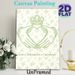 Claddagh Themed Painting Poster, Soft Green Minimal Line Art Floral Pattern Poster, Conveys Love, Loyalty And Friendship, Ideal For Living Room_maomaolike.com