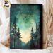 Starry Forest Inspirational Quote Painting Poster, Serene Watercolor-style Starry Night Pine Forest Poster, Thought-provoking Motivational Quote Decor_maomaolike.com