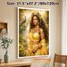 Golden Royal African Goddess Painting Poster, Lush Enchanted Forest Style Poster, Exquisite Detailed Artwork Of Elegant Goddess In Golden Attire With_maomaolike.com