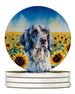 English Setter In Sunflowers Large Sandstone Coasters Pack Of 4 Absorbent Round Coasters Decor Gifts For Men Or Women, 4 In, Multicolor_maomaolike.com