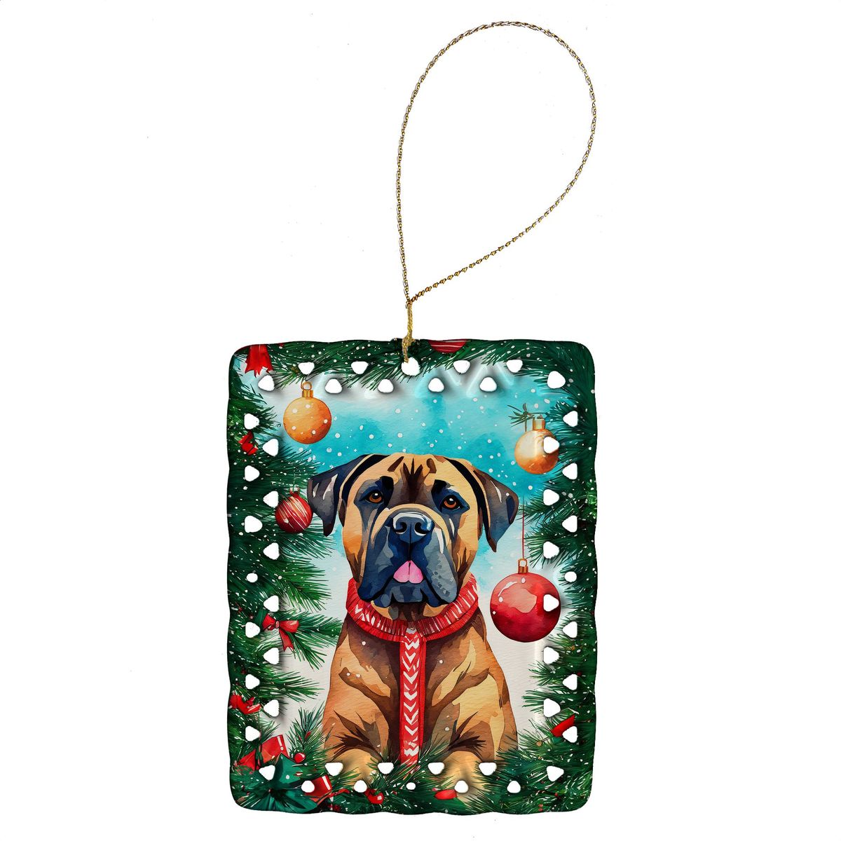 Cane Corso Christmas Porcelain Ornament Christmas Tree Hanging Decorations For Home Christmas Holiday, Rectangle, Gift, Multicolor_maomaolike.com