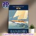 America's Cup Sailing Painting Poster, Vintage Retro 1934 Rainbow Yacht With Sailors On Sea Poster, Classic Nautical Artwork, Ideal For Home Office_maomaolike.com