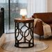 Round End Table, Industrial Side Table With Metal Hollow Frame_maomaolike.com