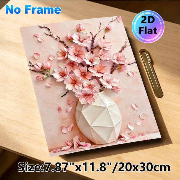 Pink Floral Vase Painting Poster, Soft-hued Textured Oil Style Poster, Delicate Elegant Floral Artwork Ideal For Living Room, Bedroom_maomaolike.com