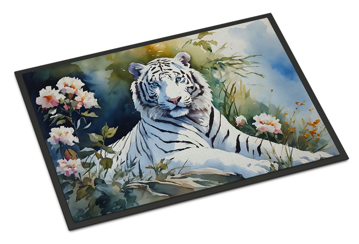 White Tiger Doormat Front Door Mat Indoor Outdoor Rugs For Entryway, Non Slip Washable Low Pile, 24H X 36W_maomaolike.com