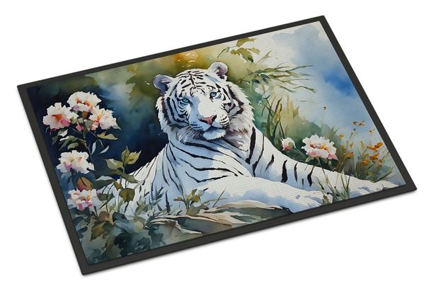 White Tiger Doormat Front Door Mat Indoor Outdoor Rugs For Entryway, Non Slip Washable Low Pile, 24H X 36W_maomaolike.com