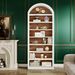 Tall Bookshelf, Wooden Arched Bookcase Display Shelving Unit_maomaolike.com