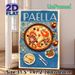 Paella Themed Painting Poster, Vibrant Retro Spanish Cuisine Scene Poster, Appealing Food Artwork To Enhance Dining Ambiance, Ideal For Kitchen And_maomaolike.com