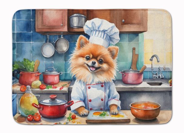 Pomeranian The Chef Memory Foam Kitchen Mat Machine Washable Anti-Fatigue Mat Cushion Comfort Bath Mat Or Kitchen Rug_maomaolike.com